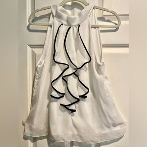 IZ BYER CALIFORNIA Blouse Off-white lined sheer sleeveless ruffled blouse Sz XL